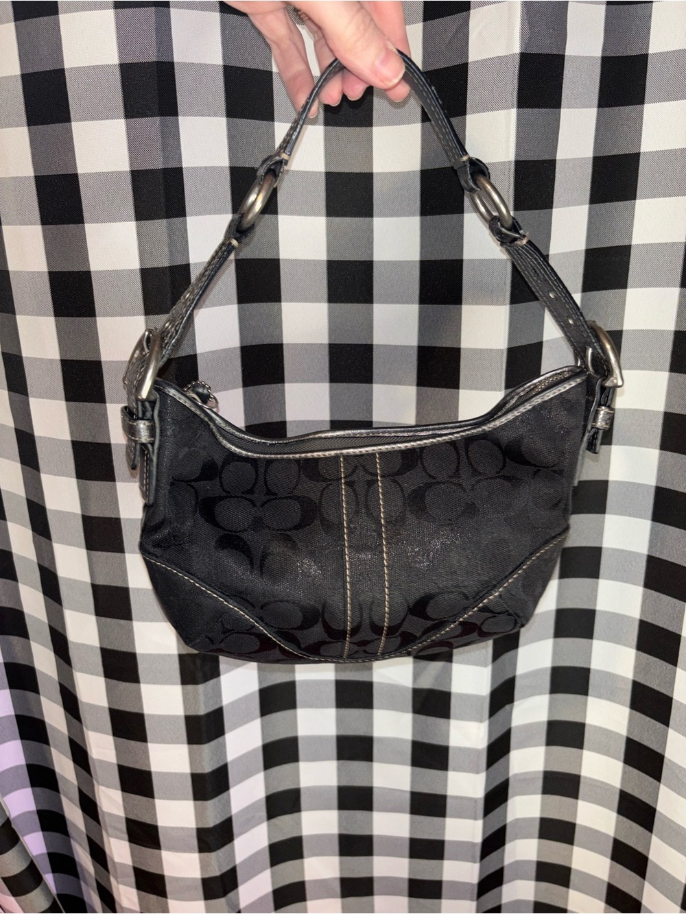 Coach SoHo Lurex Signature Black Hobo Gunmetal Python Embossed Leather 2005 - Picture 2 of 8